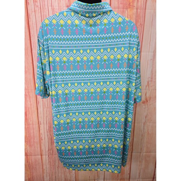 SurfCuz Mens XXXL Geometric Print Polo Shirt - Picture 2 of 9